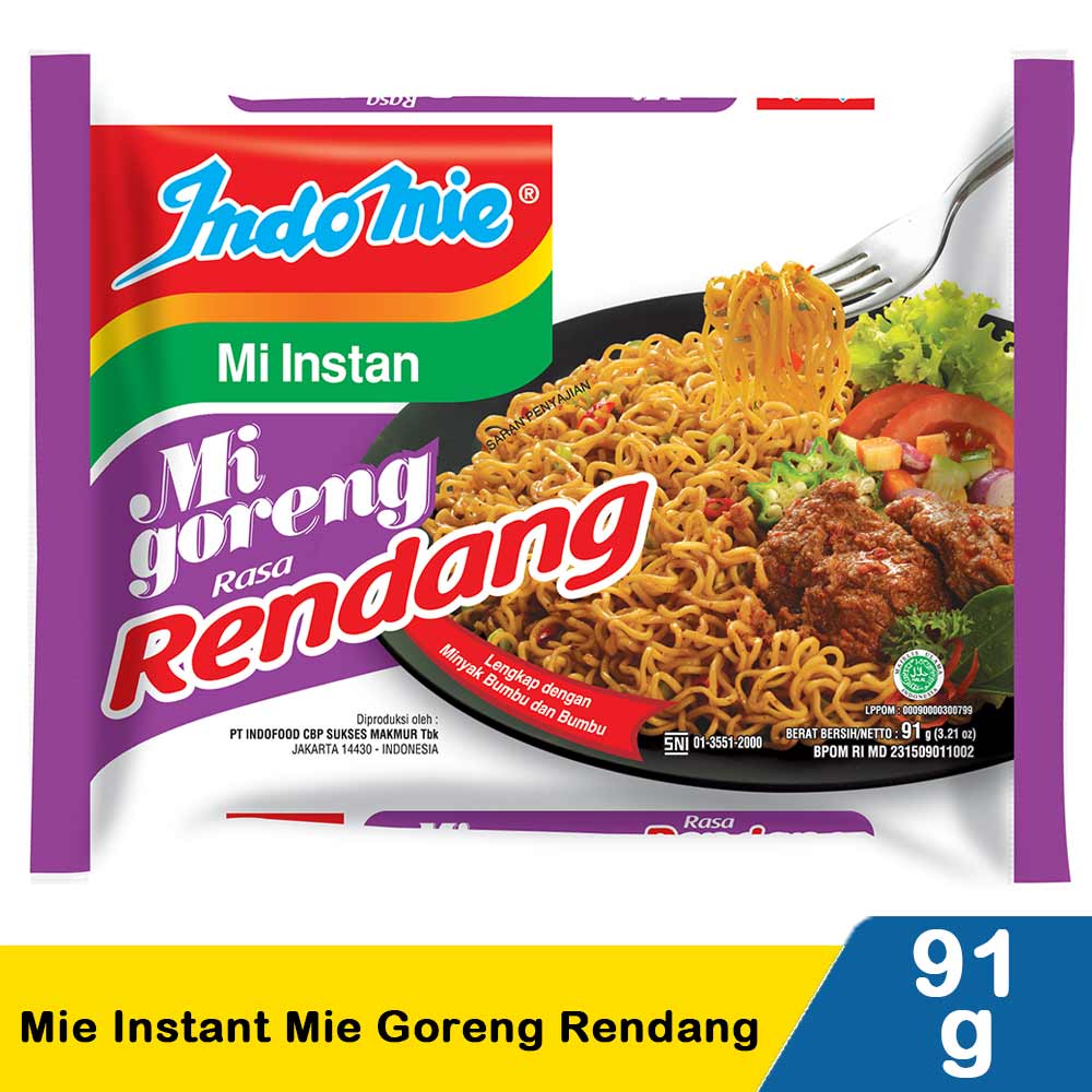 Indomie Mi Instan Goreng Rendang 91G