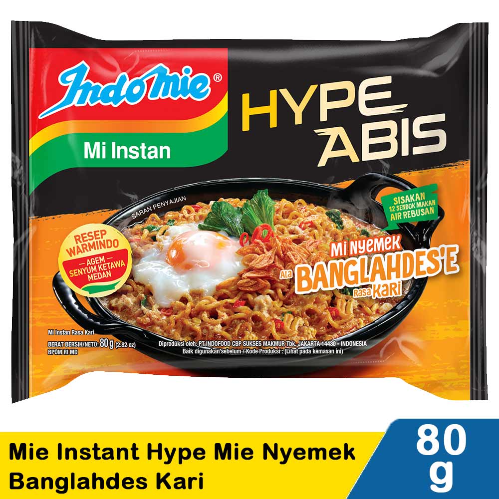 Indomie Mie Instant Hype Mie Nyemek Banglahdes Kari 80G