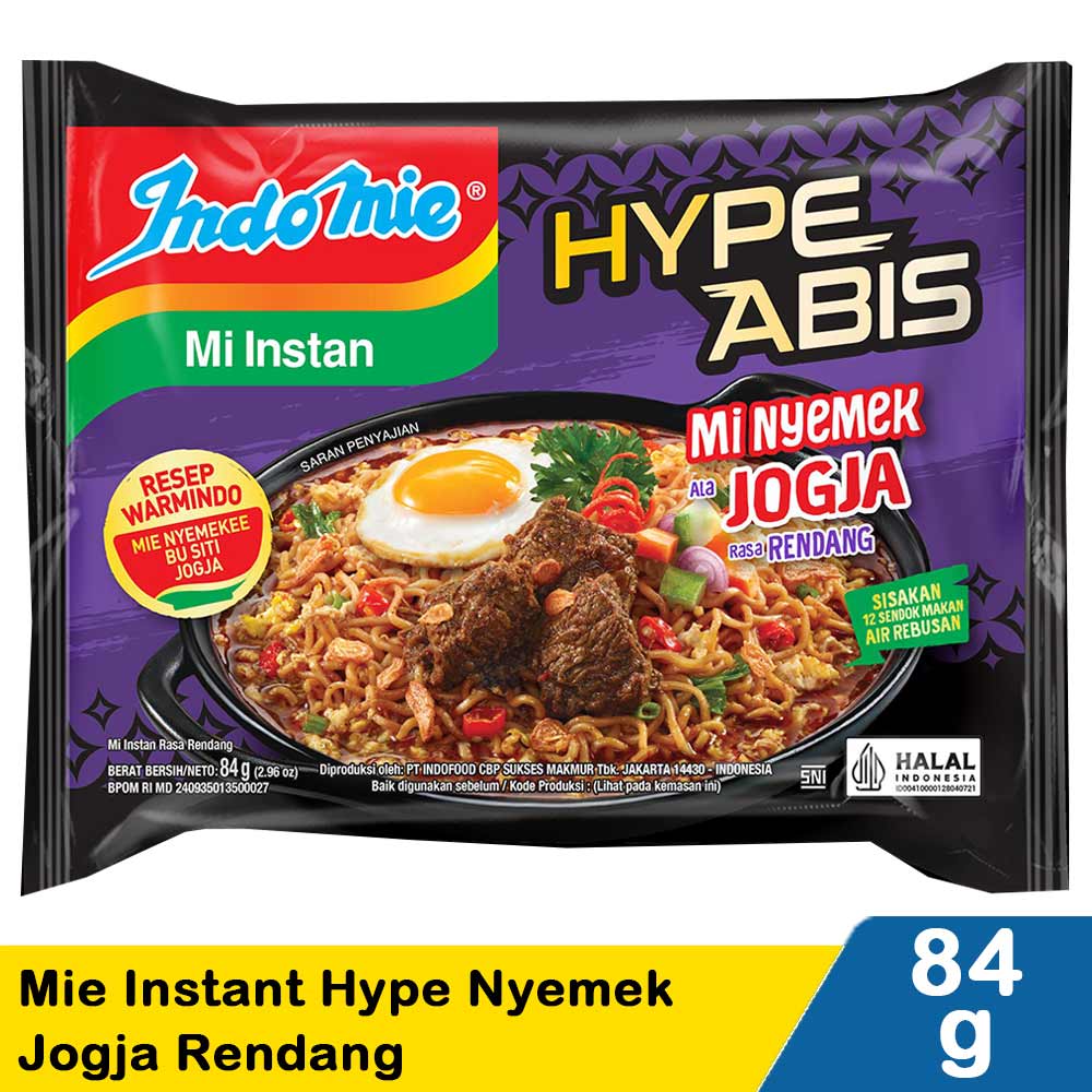 Indomie Mie Instant Hype Nyemek Jogja Rendang 84g