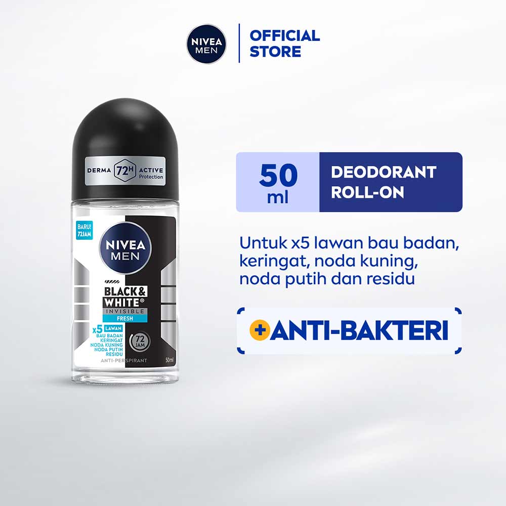 Nivea Deo Roll On Invsible Fresh Men Black & White 50Ml