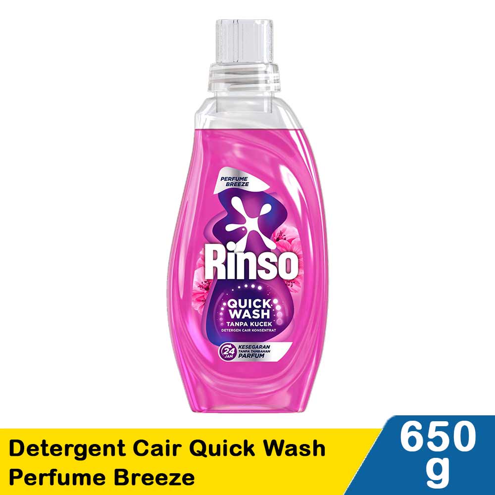 Rinso Detergent Cair Quick Wash Perfume Breeze 650G