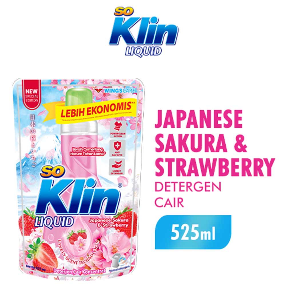 So Klin Detergent Cair Softergent Sakura Strawberry 525mL