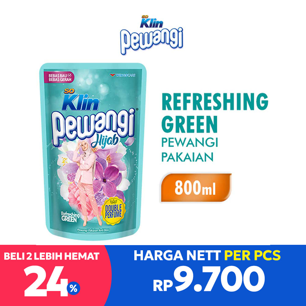 So Klin Pewangi Pakaian Hijab Refill Green 800Ml