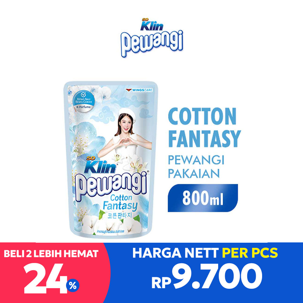 So Klin Pewangi Pakaian Refill Cotton Fantasy 800mL