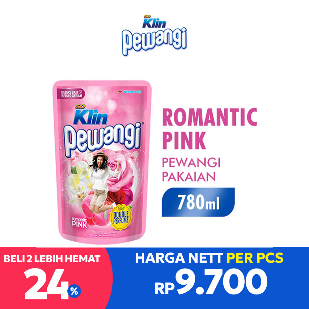 So Klin Pewangi Pakaian Refill Pink 800Ml