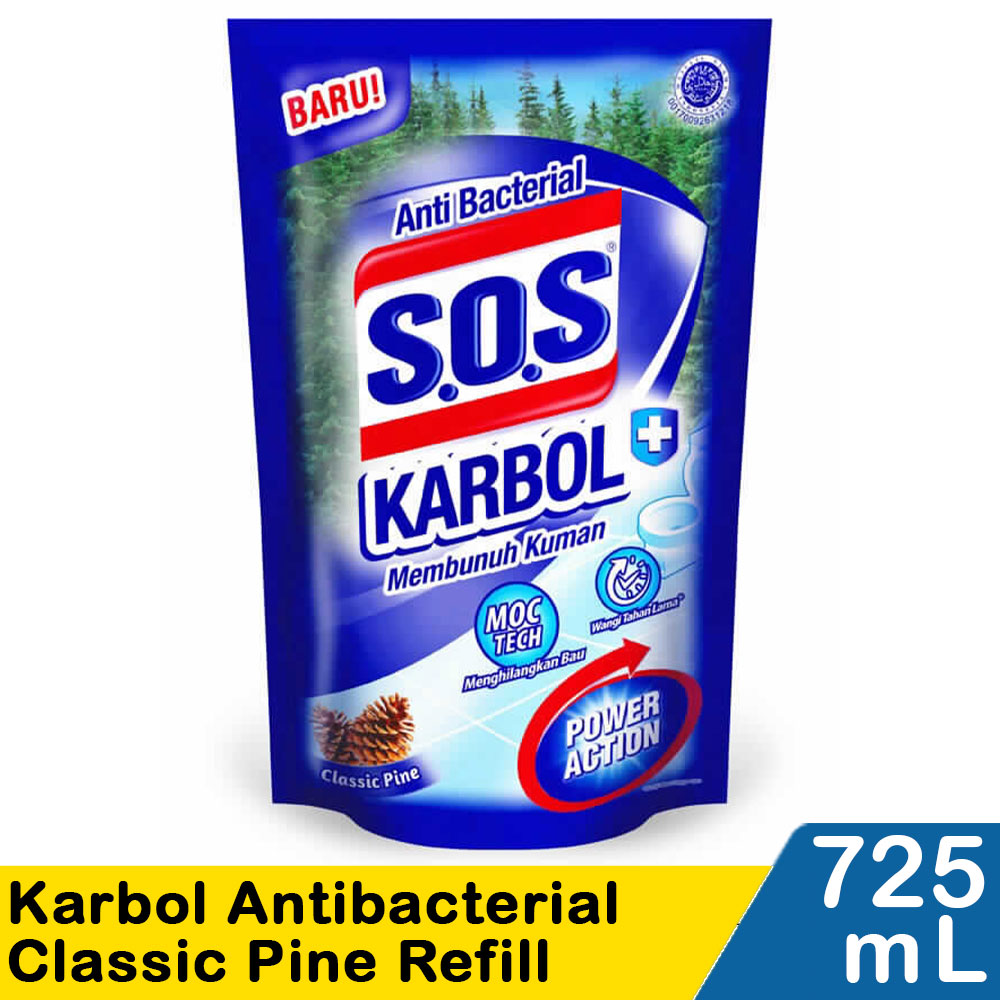 Sos Karbol Wangi Antibacterial Refill Classic Pine 725Ml