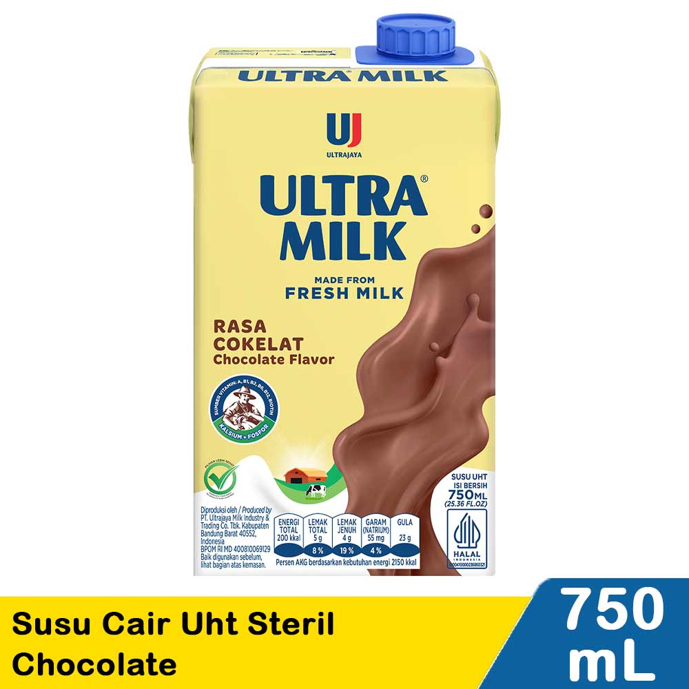 Ultra Susu Cair Uht Steril Chocolate 750mL
